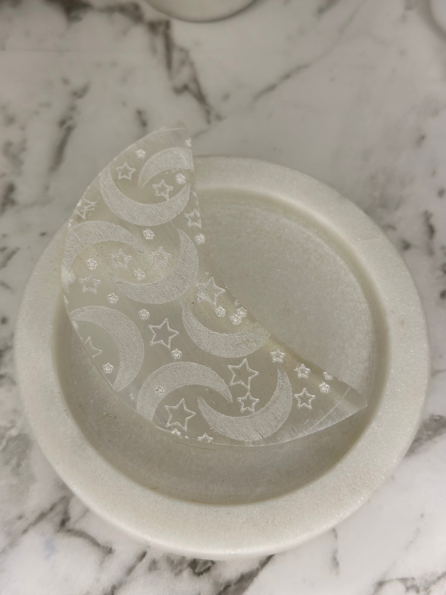 Selenite Moon Engraved Plate