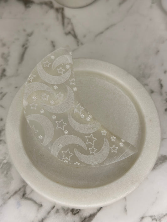 Selenite Moon Engraved Plate