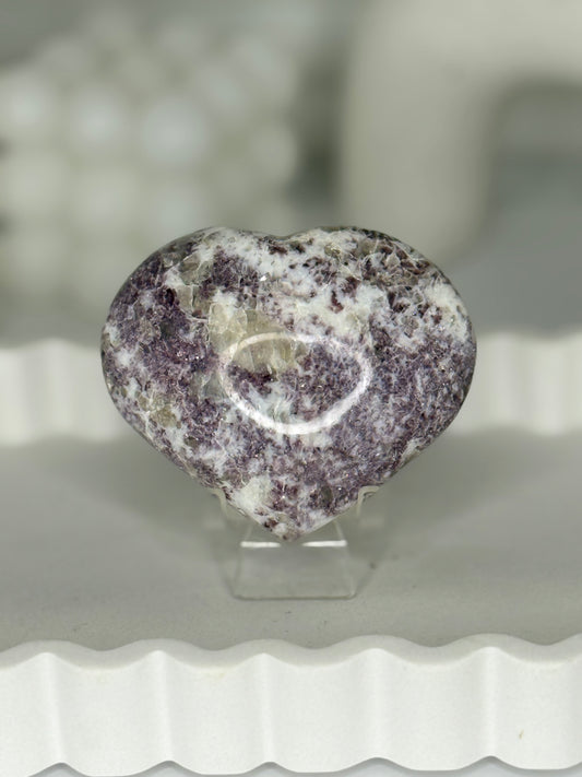 Pink Tourmaline Heart with Smokey Quartz Inclusions